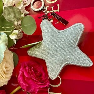 Victoria's Secret Silver Sparkle Star Pouch Keychain Wallet NWT